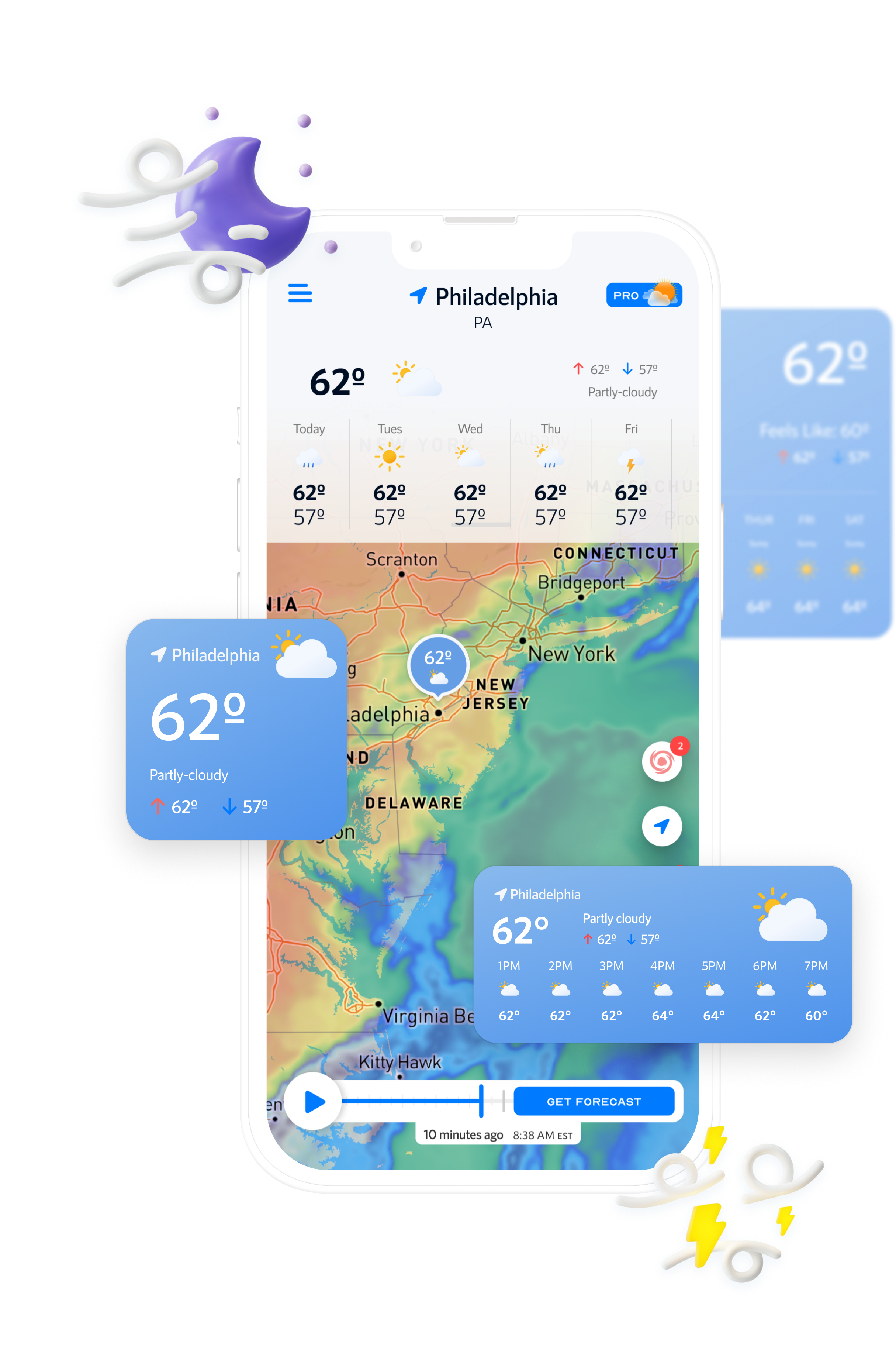 iPhone with NOAA Live Weather Radar App
